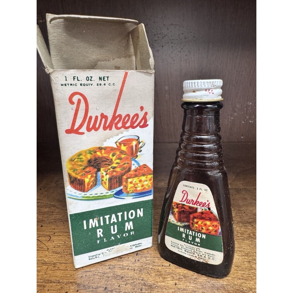 Vintage bottle of Durkee's Imitation Rum Flavor Late 1960’s to mid 1970’s